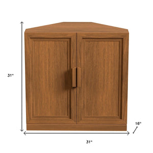 HomeRoots 31" Walnut Wood Corner Accent Cabinet - Stylish Storage Solution for Modern Living Spaces & Décor 693401