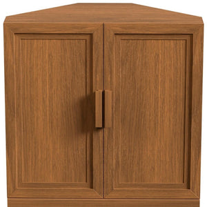HomeRoots 31" Walnut Wood Corner Accent Cabinet - Stylish Storage Solution for Modern Living Spaces & Décor 693401