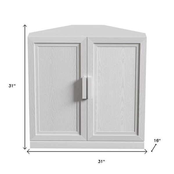 HomeRoots 31" White Wood Corner Accent Cabinet – Chic, Space-Saving Storage Solution for Modern Home Décor 693402