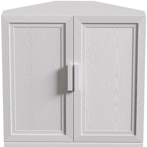 HomeRoots 31" White Wood Corner Accent Cabinet – Chic, Space-Saving Storage Solution for Modern Home Décor 693402