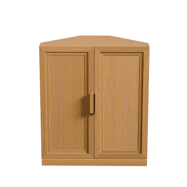 HomeRoots 31" Natural Wood Corner Accent Cabinet - Space-Saving Storage Solution for Any Room's Decor Style 693403