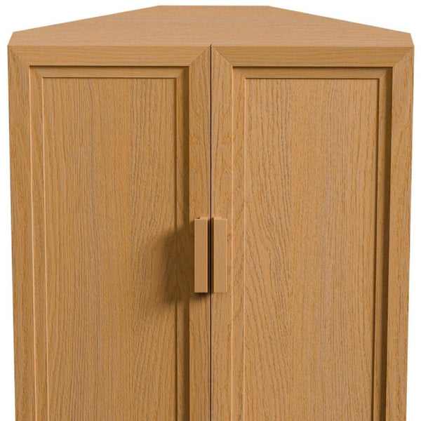 HomeRoots 31" Natural Wood Corner Accent Cabinet - Space-Saving Storage Solution for Any Room's Decor Style 693403