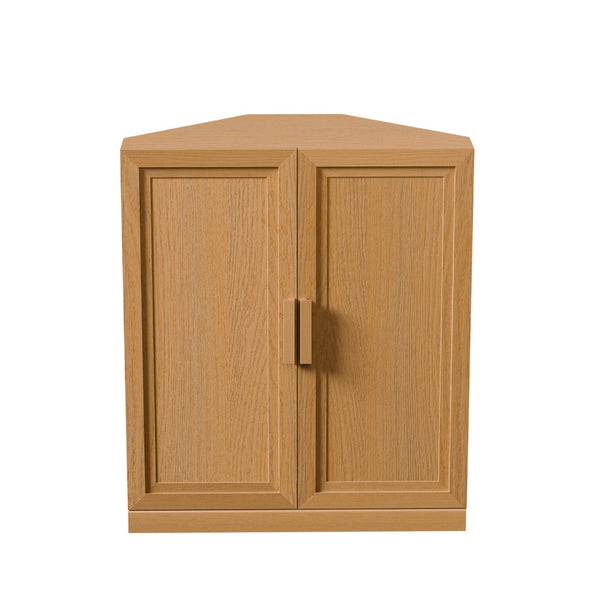 HomeRoots 31" Natural Wood Corner Accent Cabinet - Space-Saving Storage Solution for Any Room's Decor Style 693403