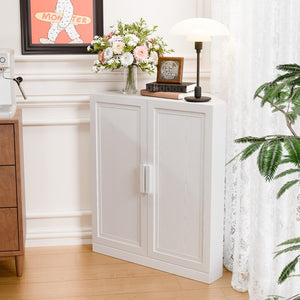 HomeRoots 31" White Wood Corner Accent Cabinet - Stylish Storage Solution for Small Spaces & Modern Decor! 693406
