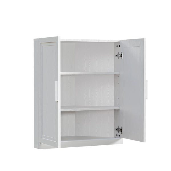 HomeRoots 31" White Wood Corner Accent Cabinet - Stylish Storage Solution for Small Spaces & Modern Decor! 693406