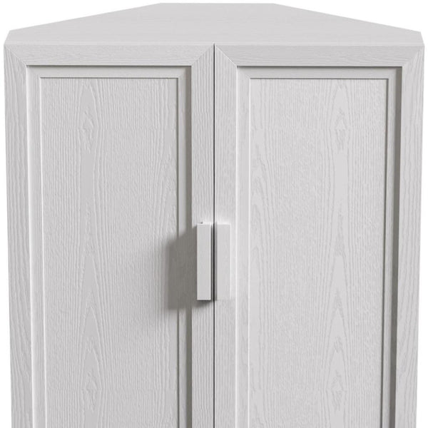 HomeRoots 31" White Wood Corner Accent Cabinet - Stylish Storage Solution for Small Spaces & Modern Decor! 693406