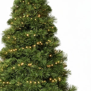 HomeRoots 7.5' Pre-Lit Full Spruce Christmas Tree - Lifelike Design with 120 Warm LEDs for Effortless Holiday Charm 90 693409