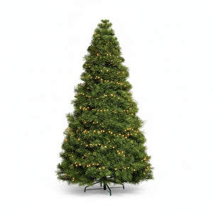 HomeRoots 7.5' Pre-Lit Full Spruce Christmas Tree - Lifelike Design with 120 Warm LEDs for Effortless Holiday Charm 90 693409