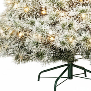 HomeRoots 6' Enchanting Pre-Lit Flocked Spruce Christmas Tree with 8 Lighting Modes for a Magical Holiday Glow 72 693412
