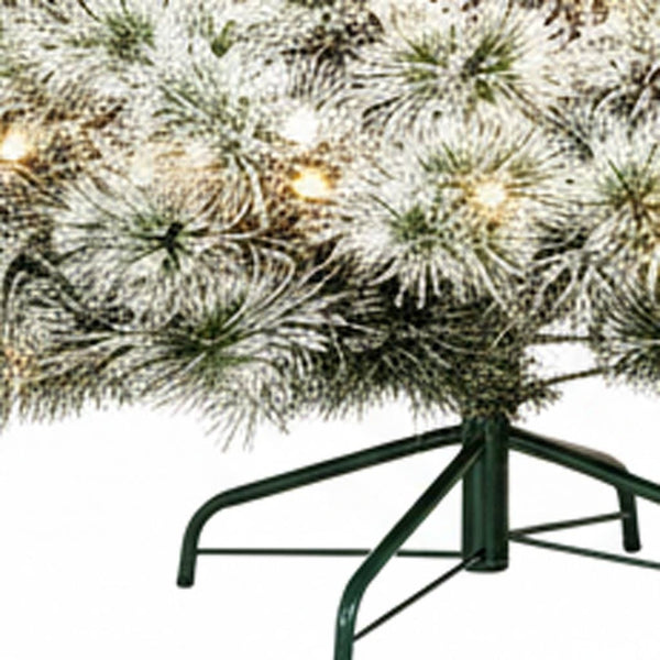HomeRoots 6' Enchanting Pre-Lit Flocked Spruce Christmas Tree with 8 Lighting Modes for a Magical Holiday Glow 108 693414