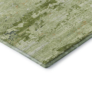 HomeRoots 5' Abstract Artichoke Green, Ivory & Charcoal Area Rug - Washable, UV-Protected & Stain Resistant! 693416