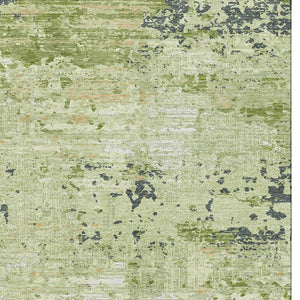 HomeRoots 5' Abstract Artichoke Green, Ivory & Charcoal Area Rug - Washable, UV-Protected & Stain Resistant! 693416