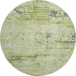 HomeRoots 8' X 8' Contemporary Abstract Artichoke Green Round Rug - Washable, Stain & UV Resistant for Homes 693417