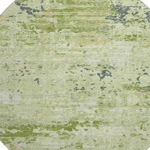 HomeRoots 8' X 8' Contemporary Abstract Artichoke Green Round Rug - Washable, Stain & UV Resistant for Homes 693417