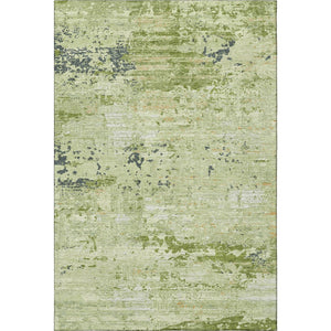 HomeRoots 8' Stylish Artichoke Green Abstract Washable Area Rug with UV Protection for High-Traffic Homes 693418