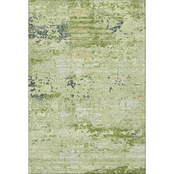 HomeRoots 8' Stylish Artichoke Green Abstract Washable Area Rug with UV Protection for High-Traffic Homes 693418