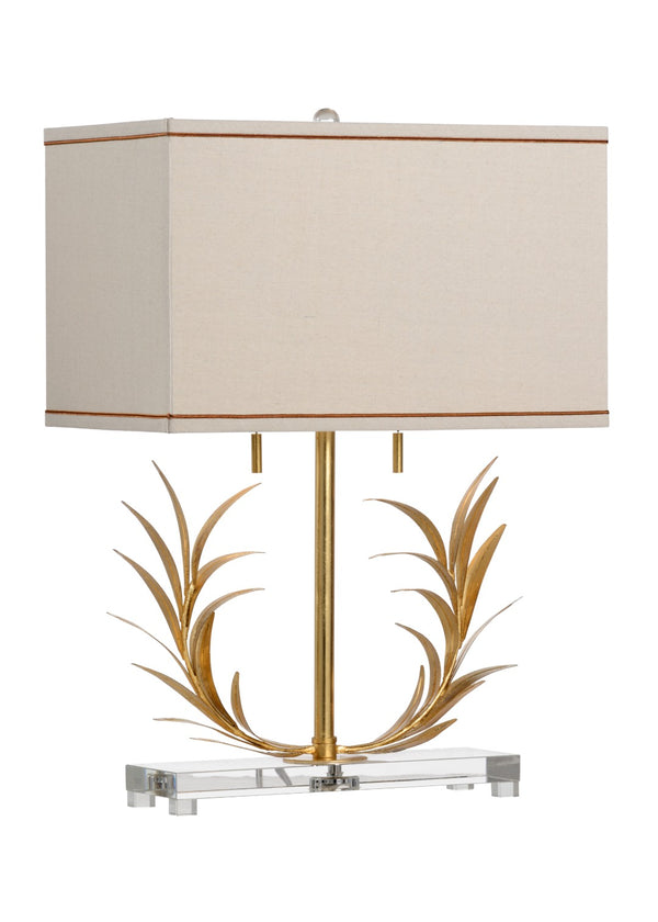 Chelsea House Gold Laurel Lamp With Antique Gold Leaf On Clear Crystal Pedestal — 26" Statement Table Lamp для Interiors 69342