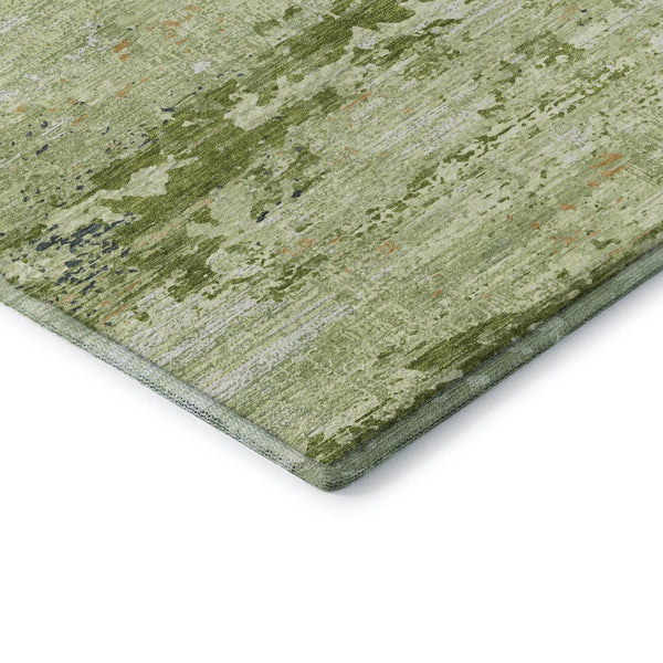 HomeRoots 10' Artichoke Green Ivory Charcoal Abstract Washable Area Rug with UV Protection for High-Traffic Homes 693420