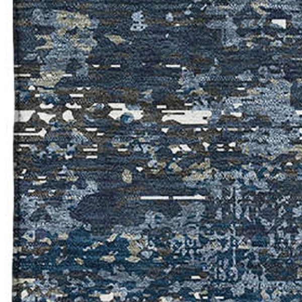 HomeRoots 5' X 8' Washable Abstract Area Rug in Blue, Ivory, and Gray – UV Protected, Stain-Resistant Design! 693422