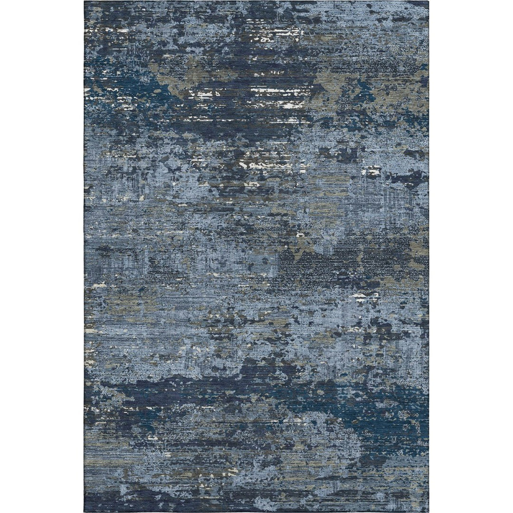 HomeRoots 8' Blue Ivory and Gray Abstract Washable Area Rug - Durable, UV-Protected, Pet-Friendly Design for Homes 693424