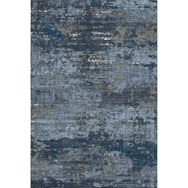 HomeRoots 8' Blue Ivory and Gray Abstract Washable Area Rug - Durable, UV-Protected, Pet-Friendly Design for Homes 693424
