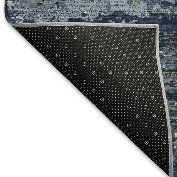 HomeRoots 8' Blue Ivory and Gray Abstract Washable Area Rug - Durable, UV-Protected, Pet-Friendly Design for Homes 693424