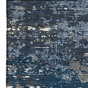 HomeRoots 8' Blue Ivory and Gray Abstract Washable Area Rug - Durable, UV-Protected, Pet-Friendly Design for Homes 693424