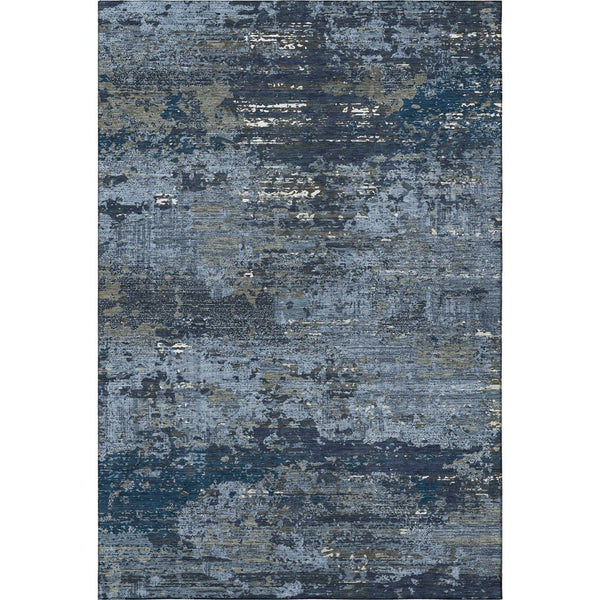 HomeRoots 8' Blue Ivory and Gray Abstract Washable Area Rug - Durable, UV-Protected, Pet-Friendly Design for Homes 693424