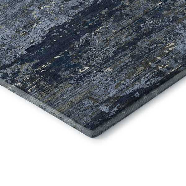 HomeRoots 10' X 14' Blue Ivory Gray Abstract Area Rug - Washable, UV Protected, Stain Resistant & Non-Slip Backing 693426
