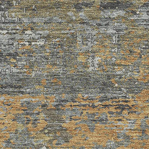 HomeRoots 8' Gold Gray Silver Abstract Area Rug - Washable, UV Protected, Durable for High-Traffic Spaces 693430