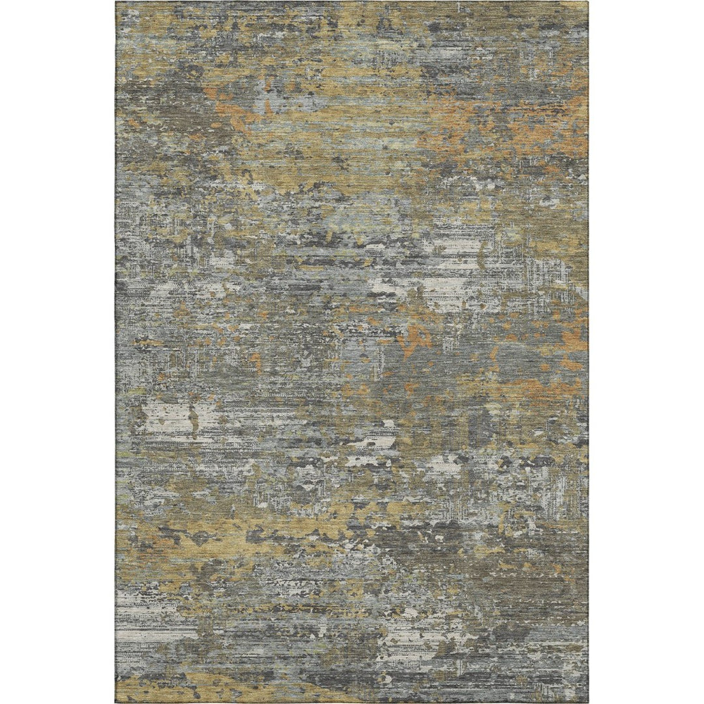 HomeRoots 9' X 12' Gold Gray Silver Abstract Washable Area Rug - Durable, Stylish, UV Protected for High-Traffic Spaces 693431