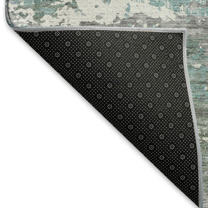 HomeRoots 5' X 8' Abstract Washable Area Rug in Pale Aqua, Ivory & Gray - UV Protected, Stylish & Durable Design 693434