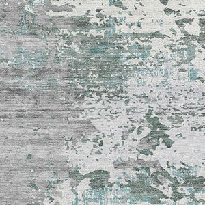 HomeRoots 5' X 8' Abstract Washable Area Rug in Pale Aqua, Ivory & Gray - UV Protected, Stylish & Durable Design 693434