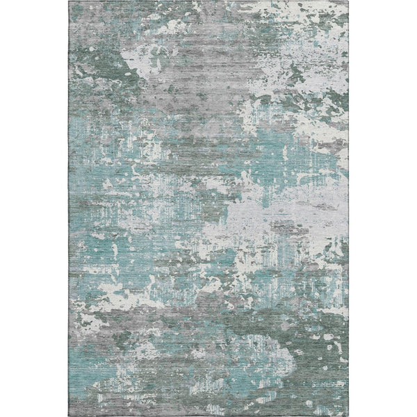HomeRoots 8' Pale Aqua Abstract Area Rug - Stylish, Washable, Stain Resistant with UV Protection for Homes 693436