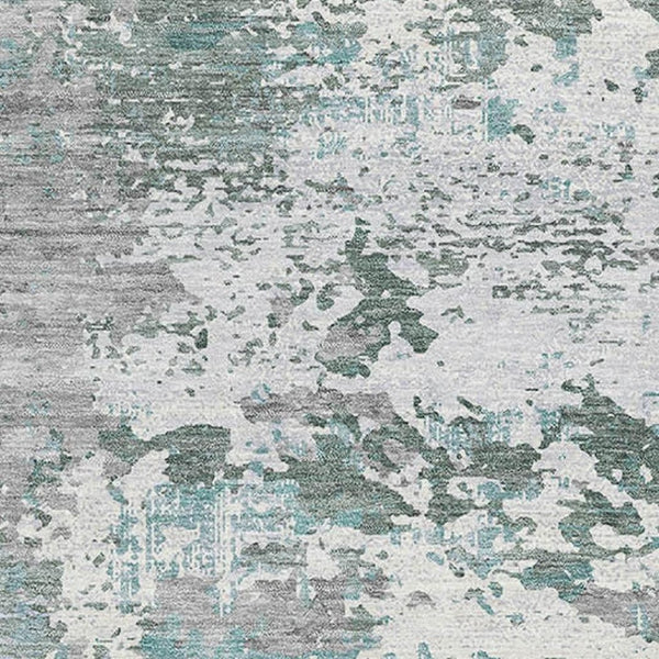 HomeRoots 8' Pale Aqua Abstract Area Rug - Stylish, Washable, Stain Resistant with UV Protection for Homes 693436