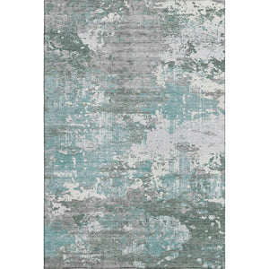 HomeRoots 10' Modern Abstract Pale Aqua, Ivory & Gray Washable Area Rug with UV Protection & Stain Resistance 693438