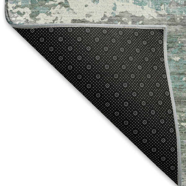 HomeRoots 10' Modern Abstract Pale Aqua, Ivory & Gray Washable Area Rug with UV Protection & Stain Resistance 693438