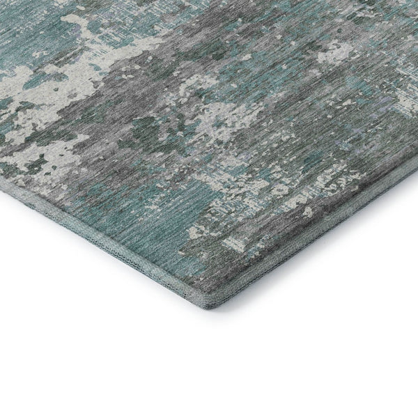 HomeRoots 10' Modern Abstract Pale Aqua, Ivory & Gray Washable Area Rug with UV Protection & Stain Resistance 693438
