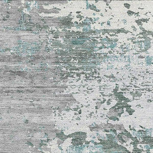 HomeRoots 10' Modern Abstract Pale Aqua, Ivory & Gray Washable Area Rug with UV Protection & Stain Resistance 693438