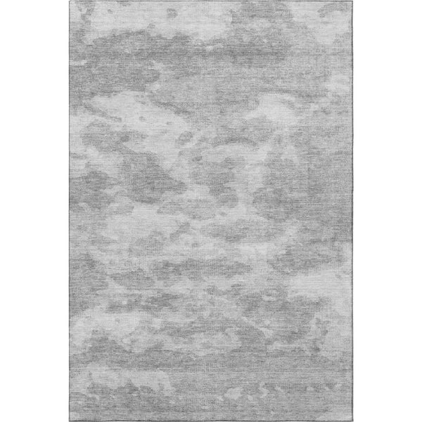 HomeRoots 5' Silver and Gray Abstract Washable Area Rug - Durable, Stain Resistant, UV Protected & Non-Slip! 693440