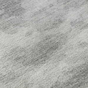 HomeRoots 8' X 8' Stylish Silver & Gray Abstract Washable Round Rug - Durable, Stain Resistant & UV Protected 693441