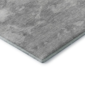 HomeRoots 10' X 14' Stylish Silver and Gray Abstract Washable Area Rug with UV Protection for Modern Homes 693444