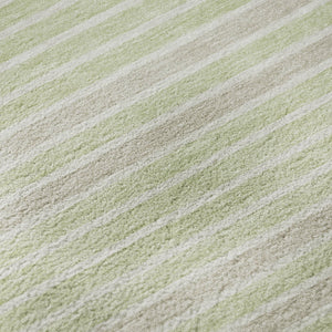 HomeRoots 8' X 8' Artichoke Green Striped Round Rug - Washable, UV-Protected, Stylish & Durable for Every Home 693447