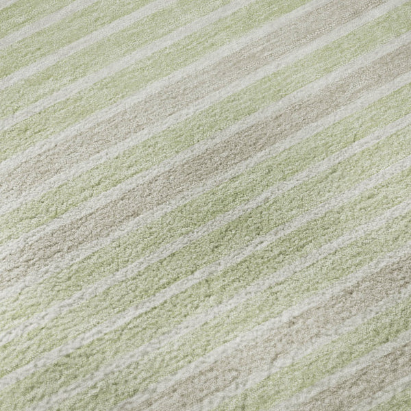 HomeRoots 8' X 8' Artichoke Green Striped Round Rug - Washable, UV-Protected, Stylish & Durable for Every Home 693447