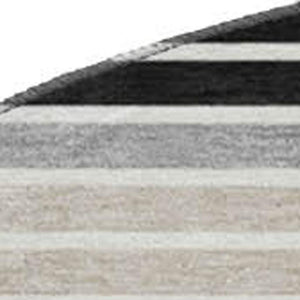 HomeRoots 8' X 8' Stylish Black, Gray, and Silver Striped Washable Round Rug with UV Protection for Durability 693453