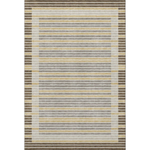 HomeRoots 5' X 8' Stylish Washable Area Rug in Brown, Gold & Silver - UV Protected, Stain Resistant & Durable 693458