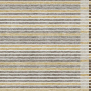 HomeRoots 8' Stylish Brown Gold & Silver Striped Washable Area Rug with UV Protection for Modern Homes 693460