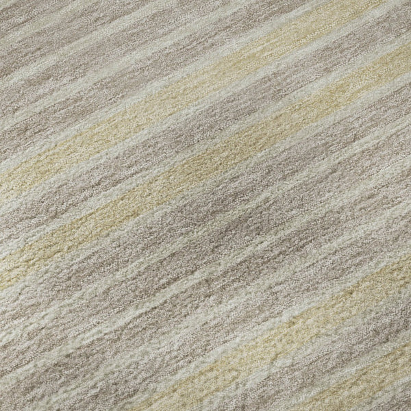 HomeRoots 8' X 8' Striped Washable Round Rug in Ivory, Tan & Taupe - UV Protected, Durable & Easy Care! 693471