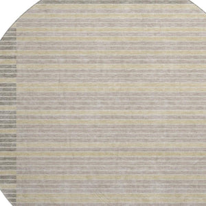 HomeRoots 8' X 8' Striped Washable Round Rug in Ivory, Tan & Taupe - UV Protected, Durable & Easy Care! 693471