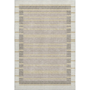 HomeRoots 8' Ivory Tan Taupe Striped Washable Area Rug – Durable, Stain-Resistant with UV Protection & Non-Slip Backing 693472